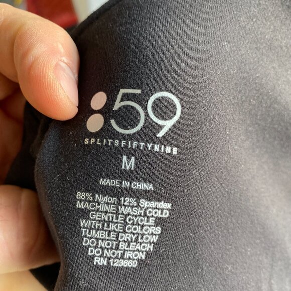 Splits59 Black Strappy Performance Tank Top | Mesh & Faux Leather Detail | S-M - Picture 7 of 7